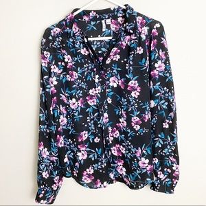 ELLE Floral Button Down Blouse